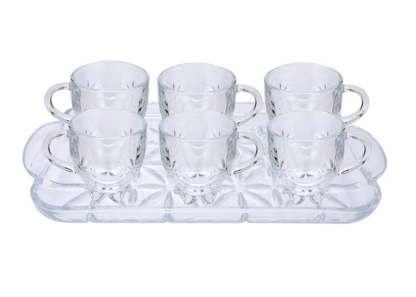 Delisoga Glass Mugs With Serving Tray For Tea/coffee Set Set Of 7 - Image 2