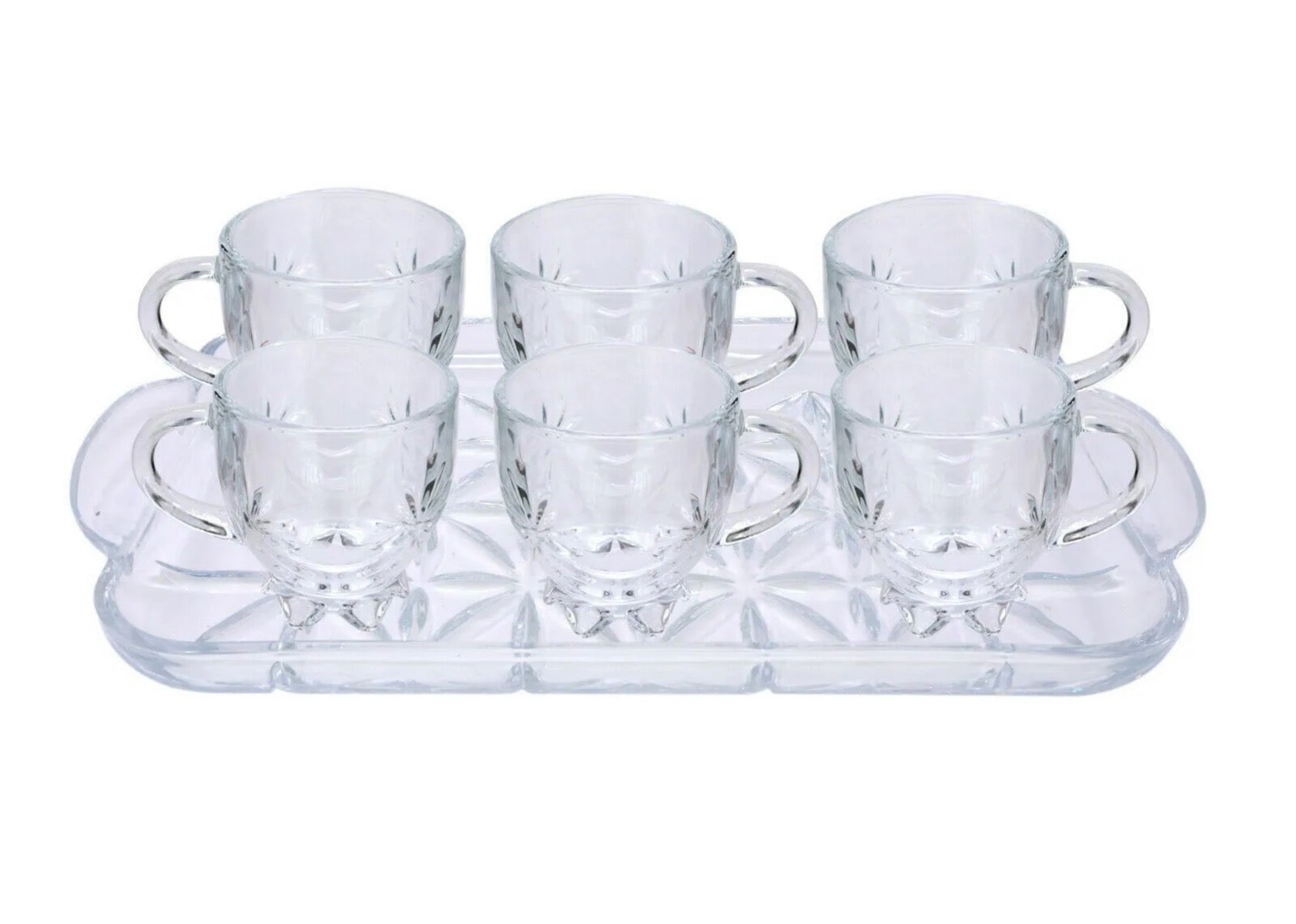 Delisoga Glass Mugs With Serving Tray For Tea/coffee Set Set Of 7 - Image 2