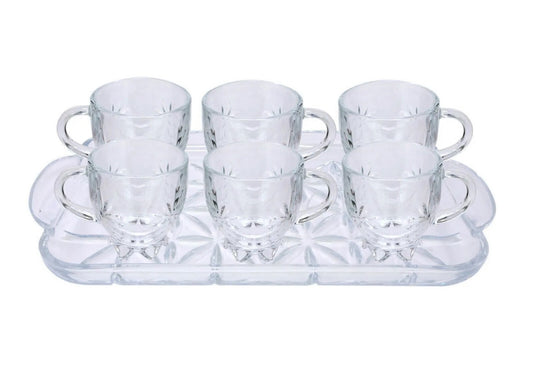 Delisoga Glass Mugs With Serving Tray For Tea/coffee Set Set Of 7 - Image 2