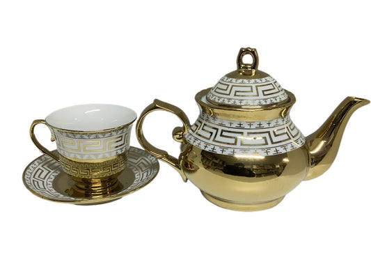 Gold Tea Set With Stand SET14PC Gold Set Of 14 - Image 2