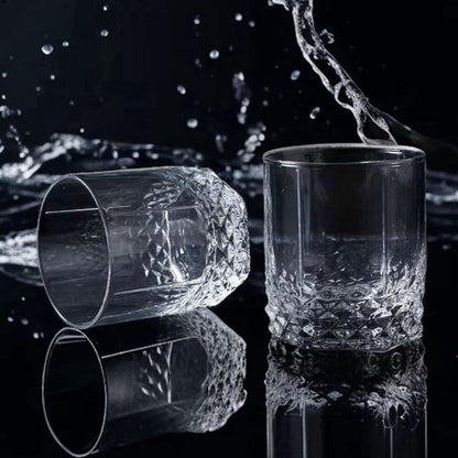 Glasses Clear Drinking Glasses Diamond Like Pattern Clear Set Of 6 320ml - Image 4