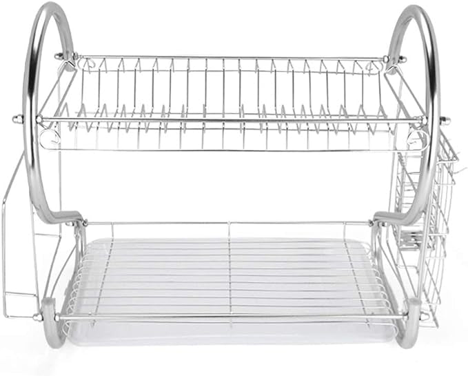 2 Tier Dish Drainer Silver Silver - Image 1