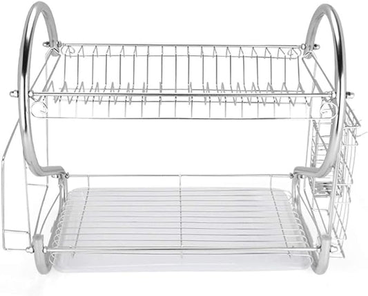 2 Tier Dish Drainer Silver Silver - Image 1