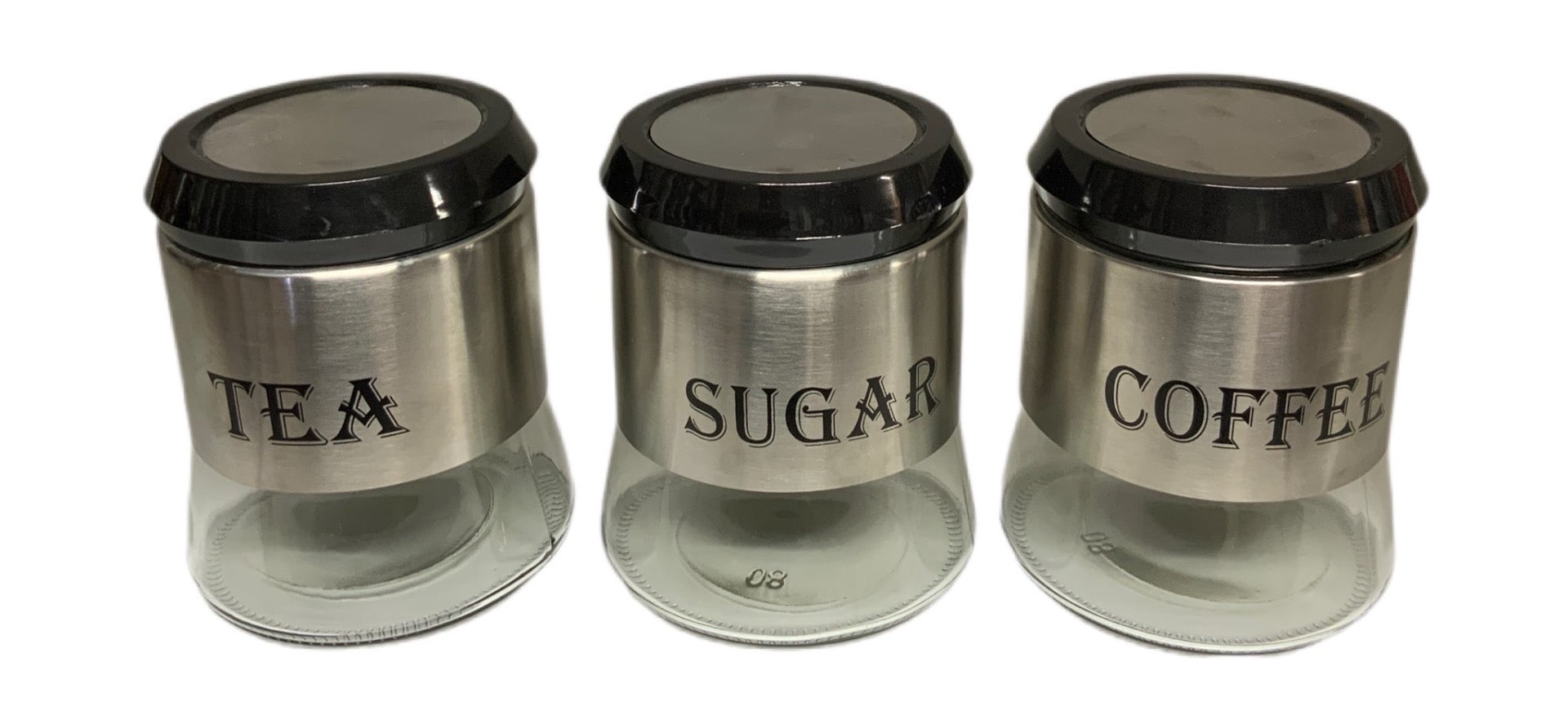 Glass Tea, Sugar, Coffee Canister Set Set Of 3 - Image 1
