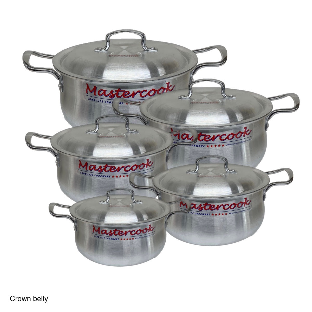 Mastercook Aluminium Crown Belly Pot Cookware Set Of 5 - Image 1