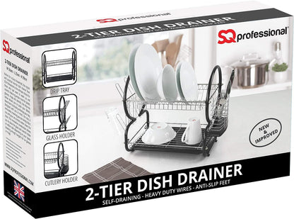2 Tier Dish Drainer Black Black - Image 2