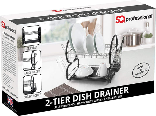 2 Tier Dish Drainer Black Black - Image 2