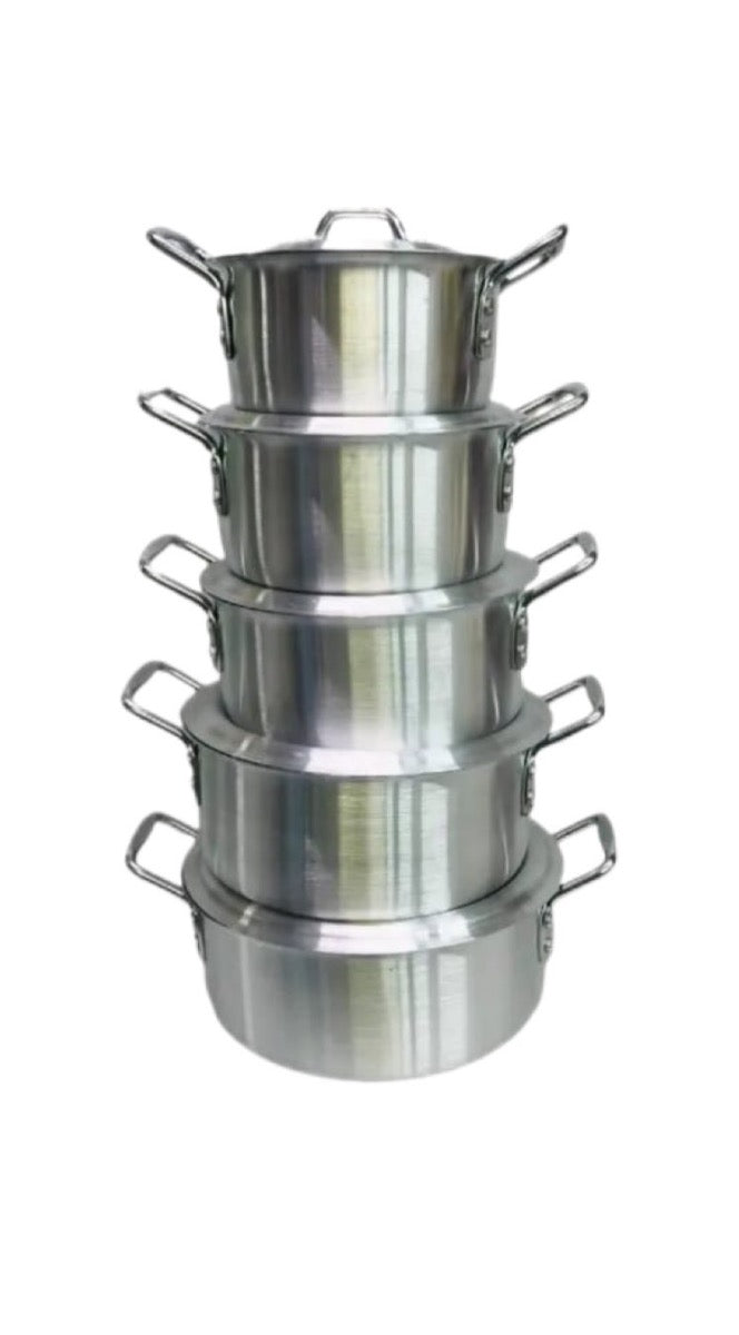 Aluminium Casserole/stockpot With Solid Steel Handles Set Of 5 - Image 2