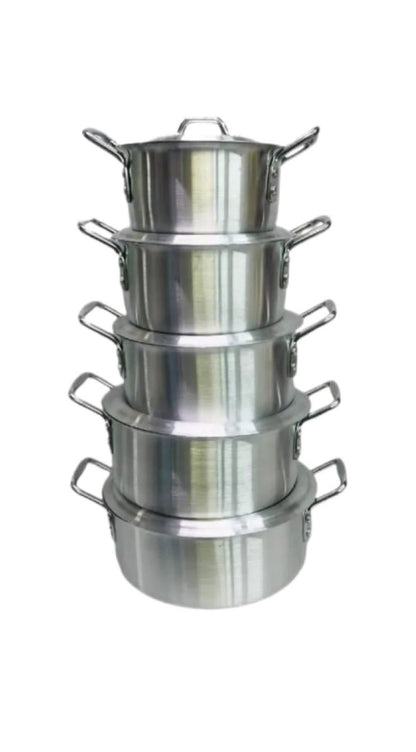 Aluminium Casserole/stockpot With Solid Steel Handles Set Of 5 - Image 2