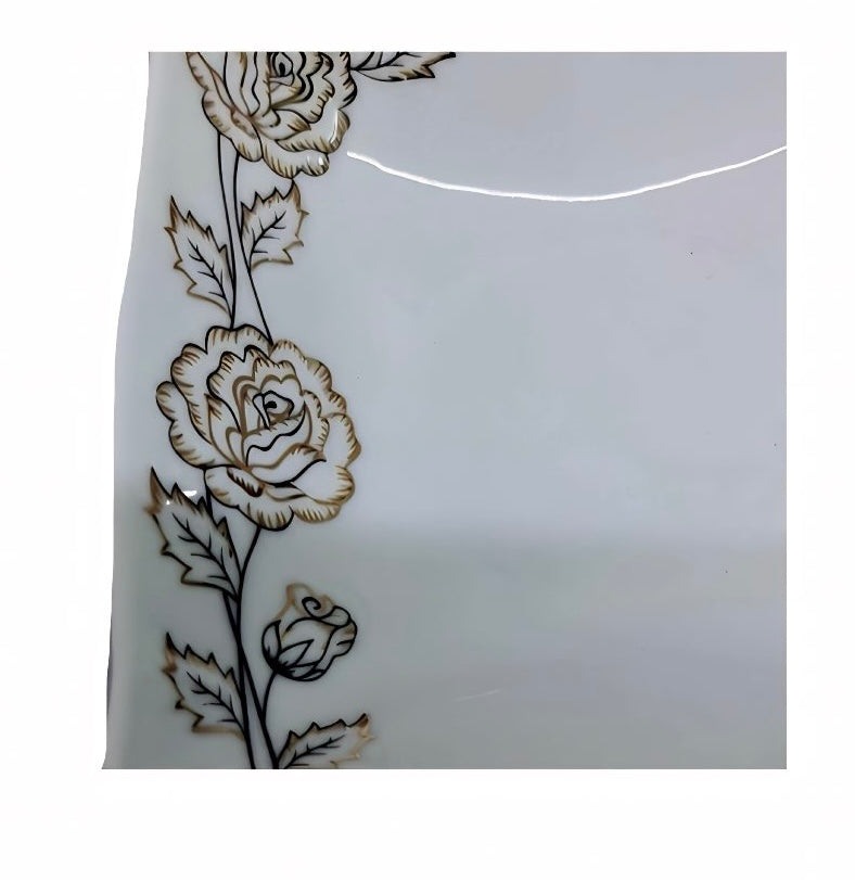 Square White Porcelain Dinner Set White Set Of 26 - Image 5