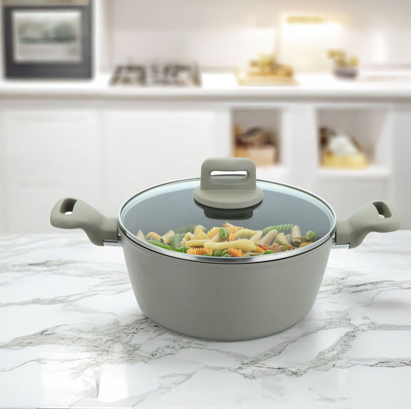 Zoya Stockpot Set With Glass Lid Forged Aluminium Body Ceramic Non Stick Coating Induction Ready - Image 12