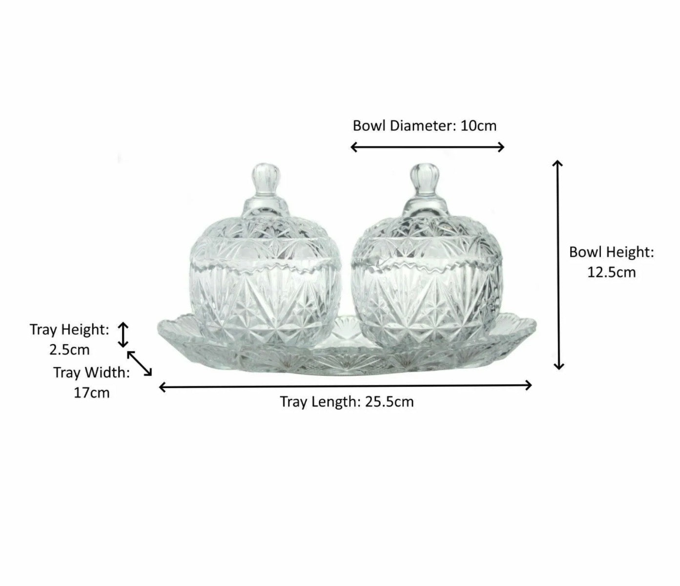 Glass Candy Bowl Set With Tray Set Of 3 - Image 6