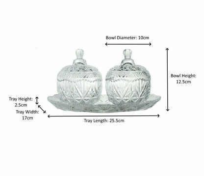 Glass Candy Bowl Set With Tray Set Of 3 - Image 6