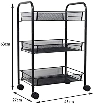 3 Tier Vegetable Trolley Black Black - Image 4