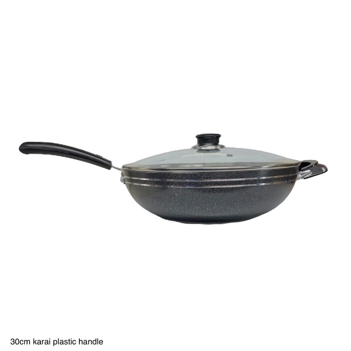 Mastercook Non Stick Wok / Karai With Lid Plastic Handle LID30CM 30cm - Image 1