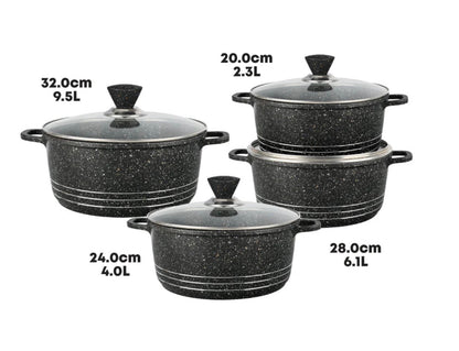 Black Marbell Die Cast Non Stick Pan Set Black Set Of 4 - Image 4