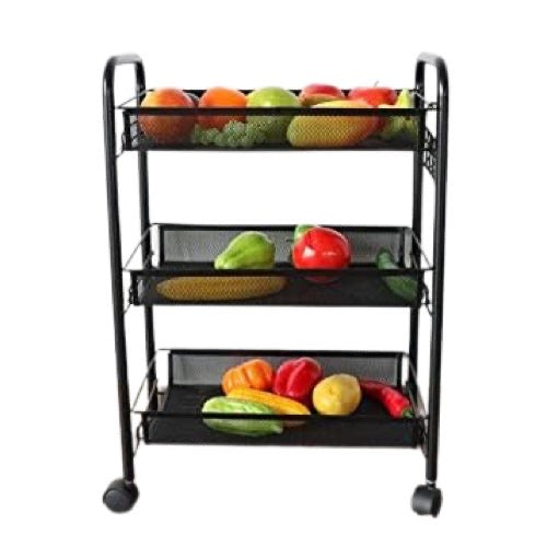 3 Tier Vegetable Trolley Black Black - Image 1