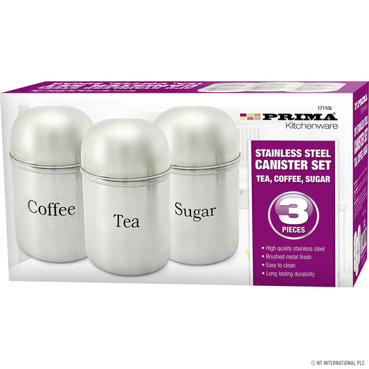 Stainless Steel Tea, Sugar, Coffee Canister Set Set Of 3 - Image 2