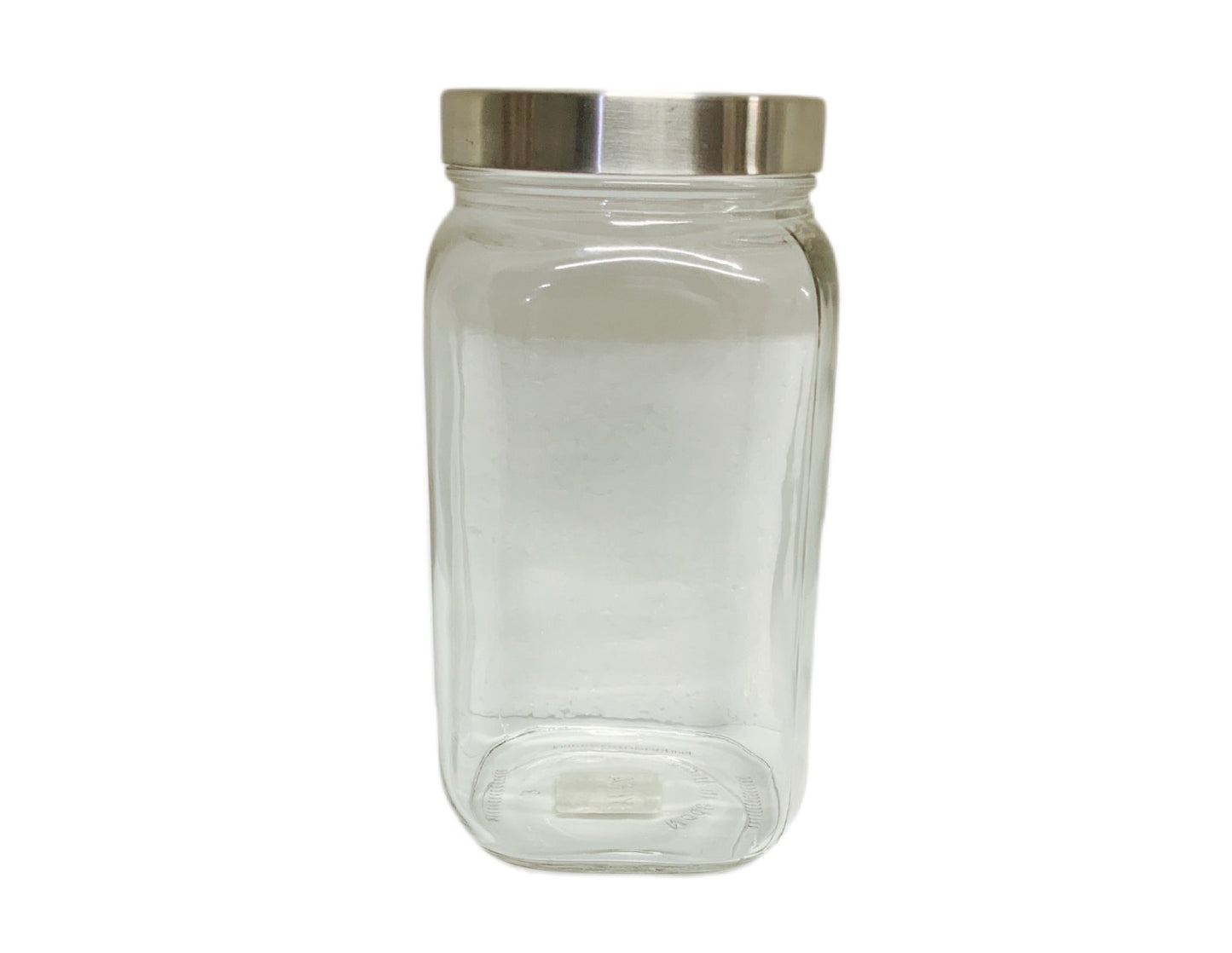 Square Glass Jar With Silver Lid LID1775ML Silver 1775ml - Image 1