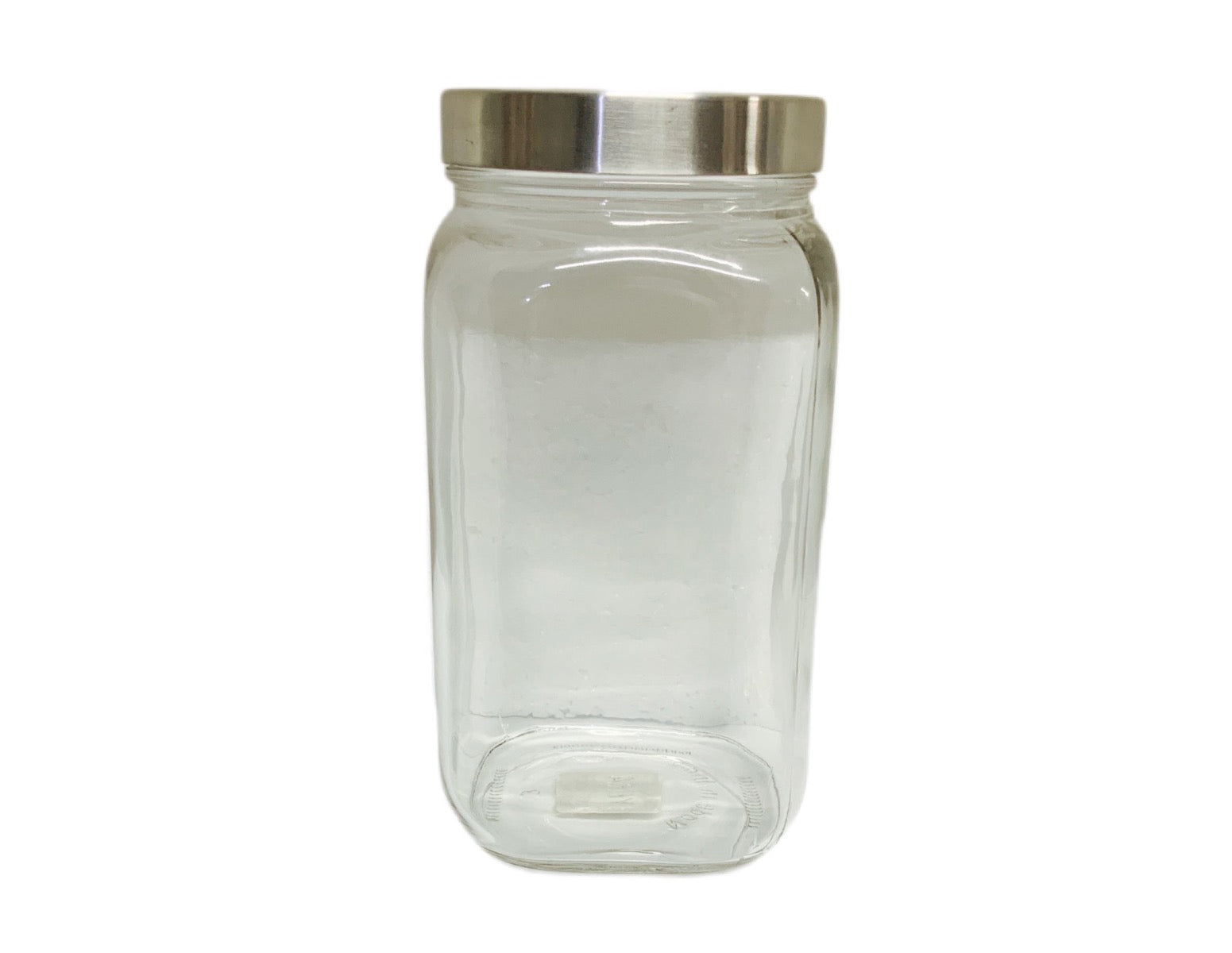 Square Glass Jar With Silver Lid LID1775ML Silver 1775ml - Image 1