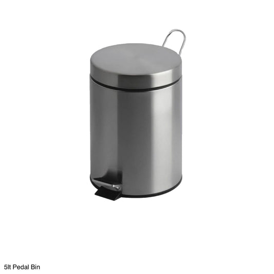 Stainless Steel Chrome Finish Pedal Bin 5l - Image 1