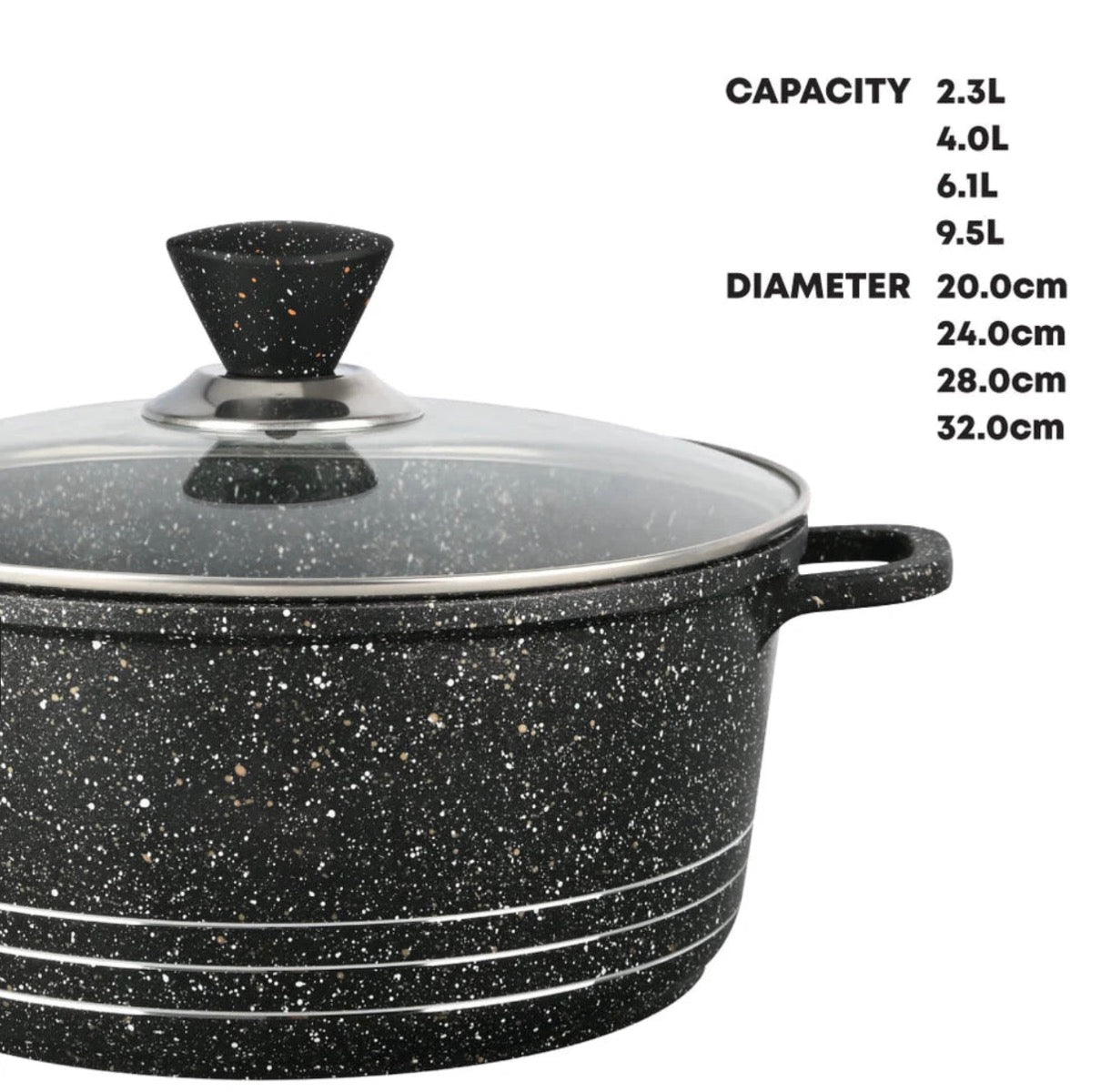 Black Marbell Die Cast Non Stick Pan Set Black Set Of 4 - Image 3
