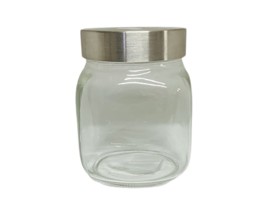 Square Glass Jar With Silver Lid LID500ML Silver 500ml - Image 1