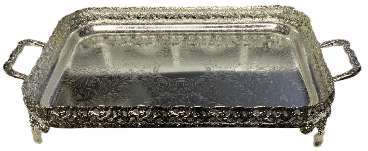 Silver Paandan Tray With Ball Feet And Handle Square Silver - Image 2