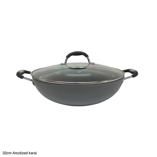 Mastercook Non Stick Hard Anodized Wok / Karai KARAI32CM 32cm - Image 1
