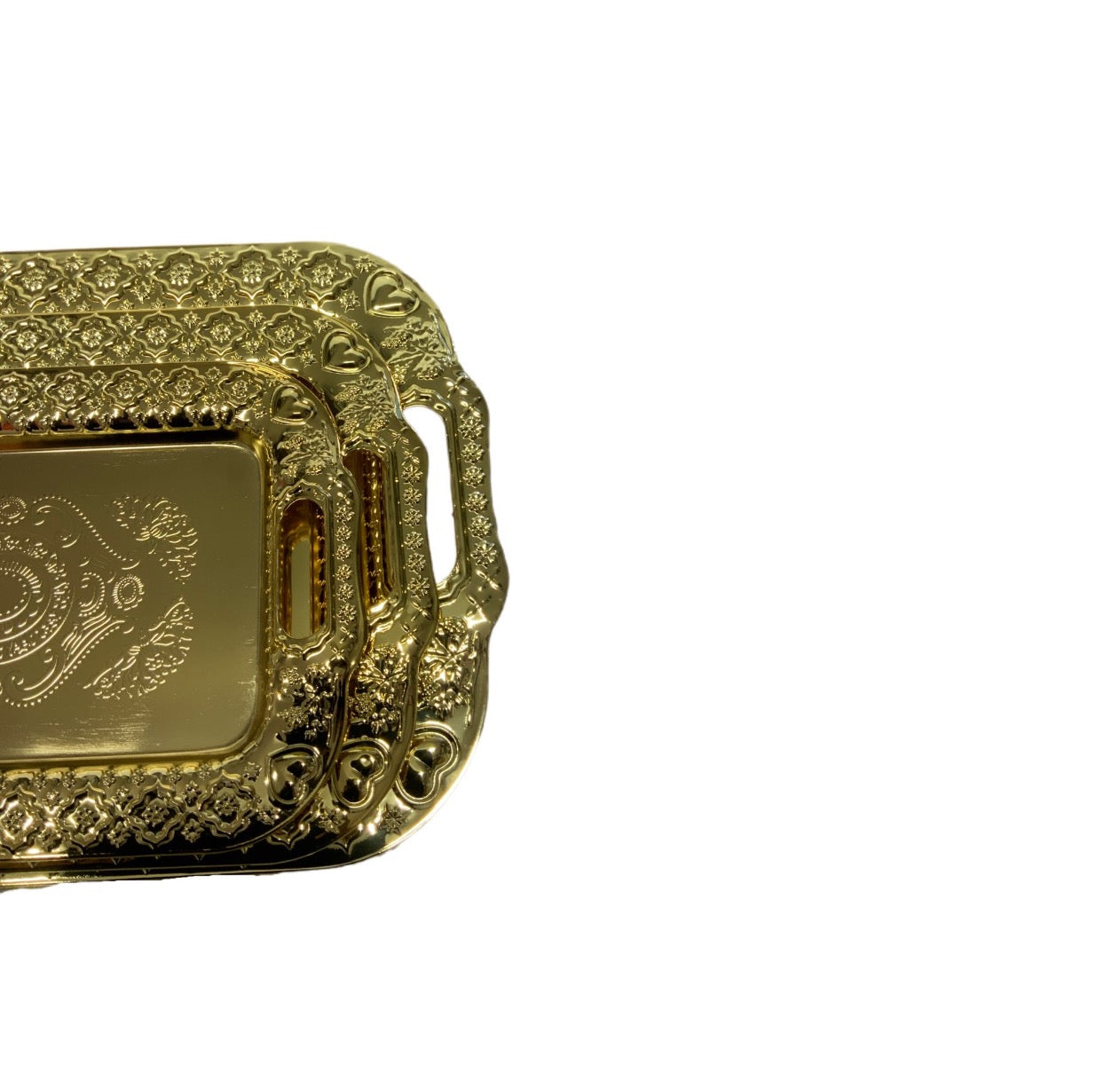 Gold Serving Tray Rectangle Gold Set Of 3 - Image 3