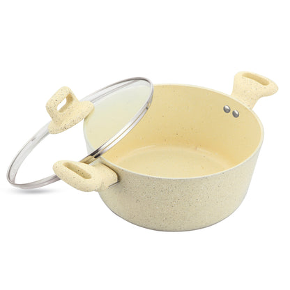 Zoya Ceramic Non-Stick Stockpot 4 Piece Set with Glass Lids – Forged Aluminium, Induction Ready