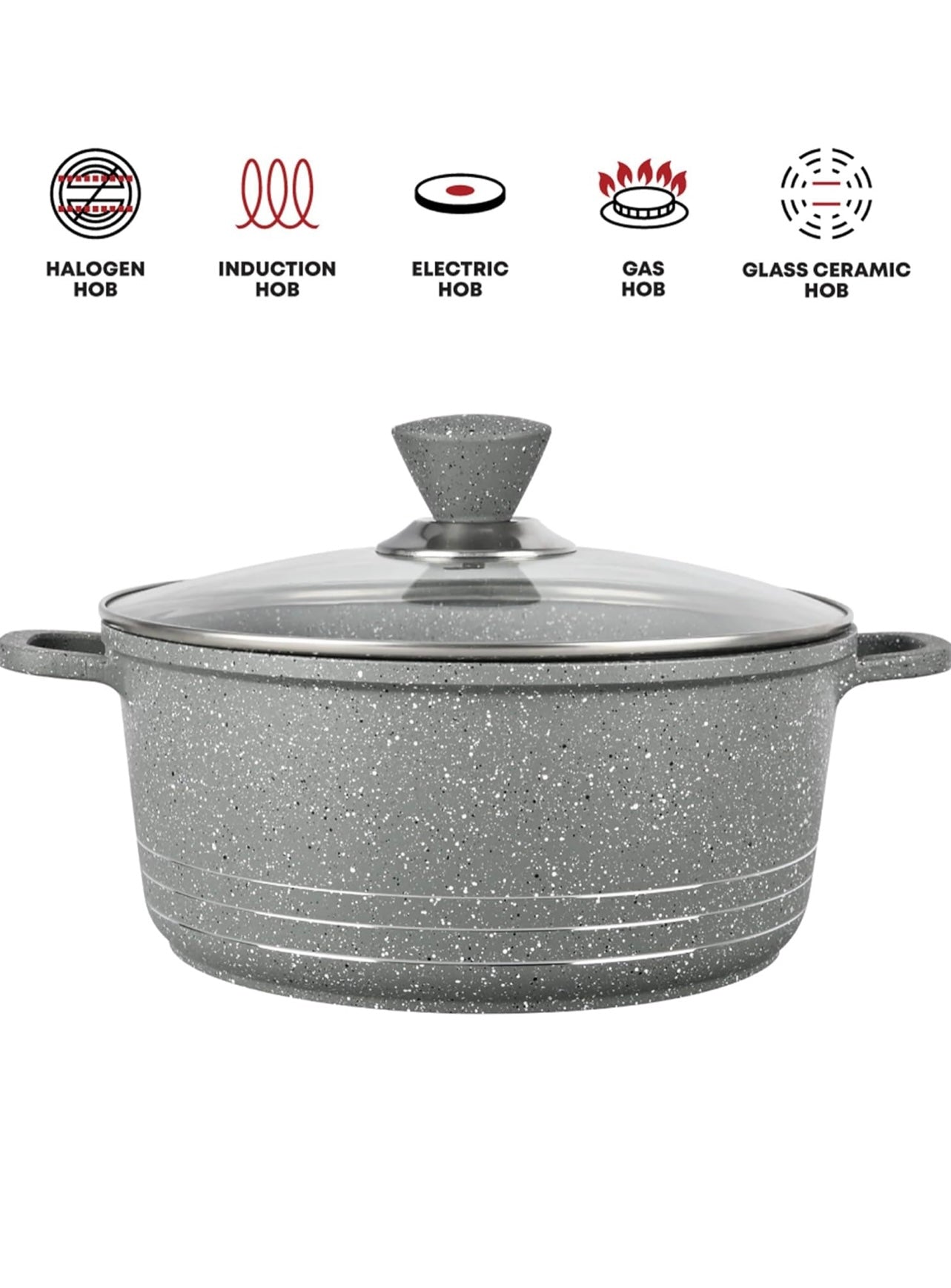 4Pc Grace Grey Die-Cast Non-Stick Induction Base Stockpot Set