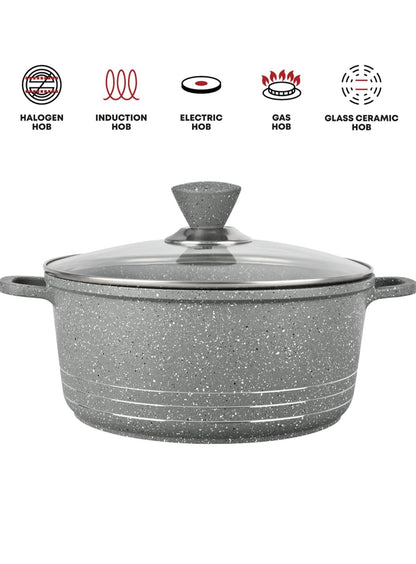 4Pc Grace Grey Die-Cast Non-Stick Induction Base Stockpot Set