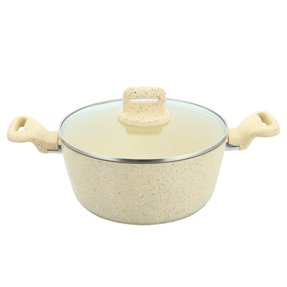 Zoya Ceramic Non-Stick Stockpot 4 Piece Set with Glass Lids – Forged Aluminium, Induction Ready