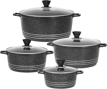 4Pc Grace Grey Die-Cast Non-Stick Induction Base Stockpot Set