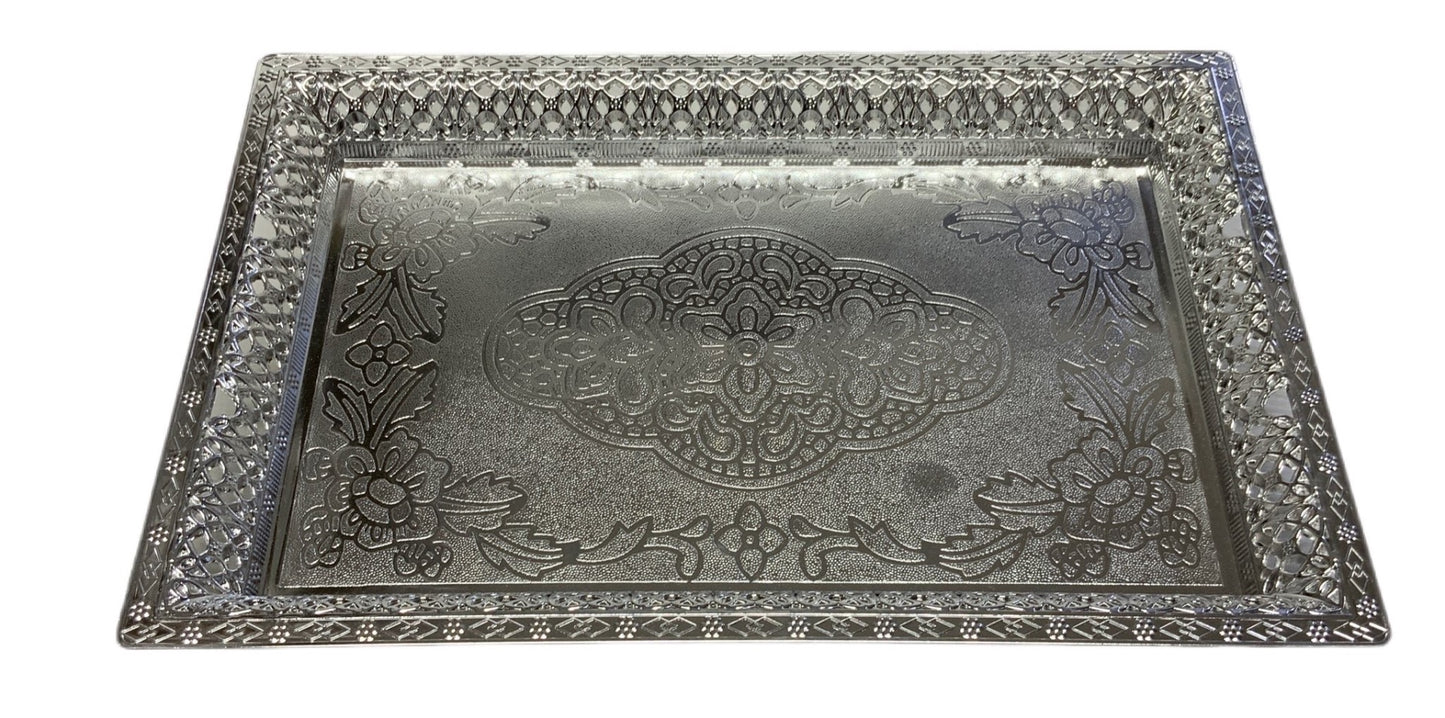 Silver Plastic Tray Silver - Image 1