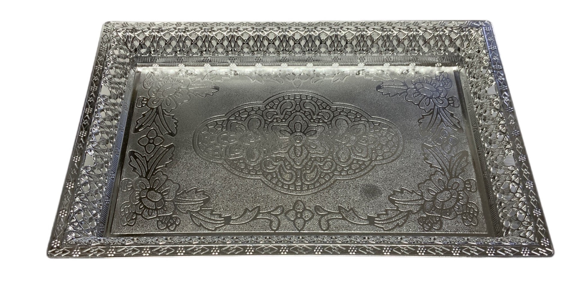 Silver Plastic Tray Silver - Image 1