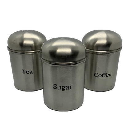 Stainless Steel Tea, Sugar, Coffee Canister Set Set Of 3 - Image 1