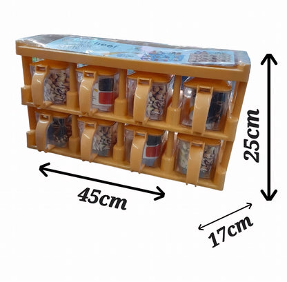 2 Tier Plastic Spice/masala Rack Storage Set With Spoon Set Of 8 - Image 3