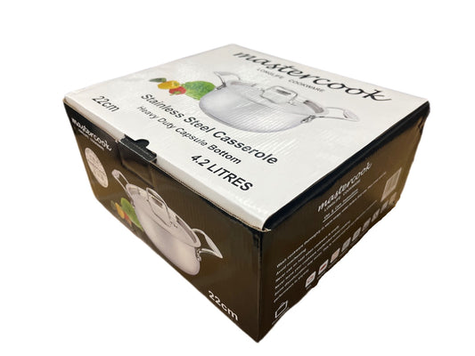 Mastercook Stainless Steel Casserole With Lid 22cm - Image 2