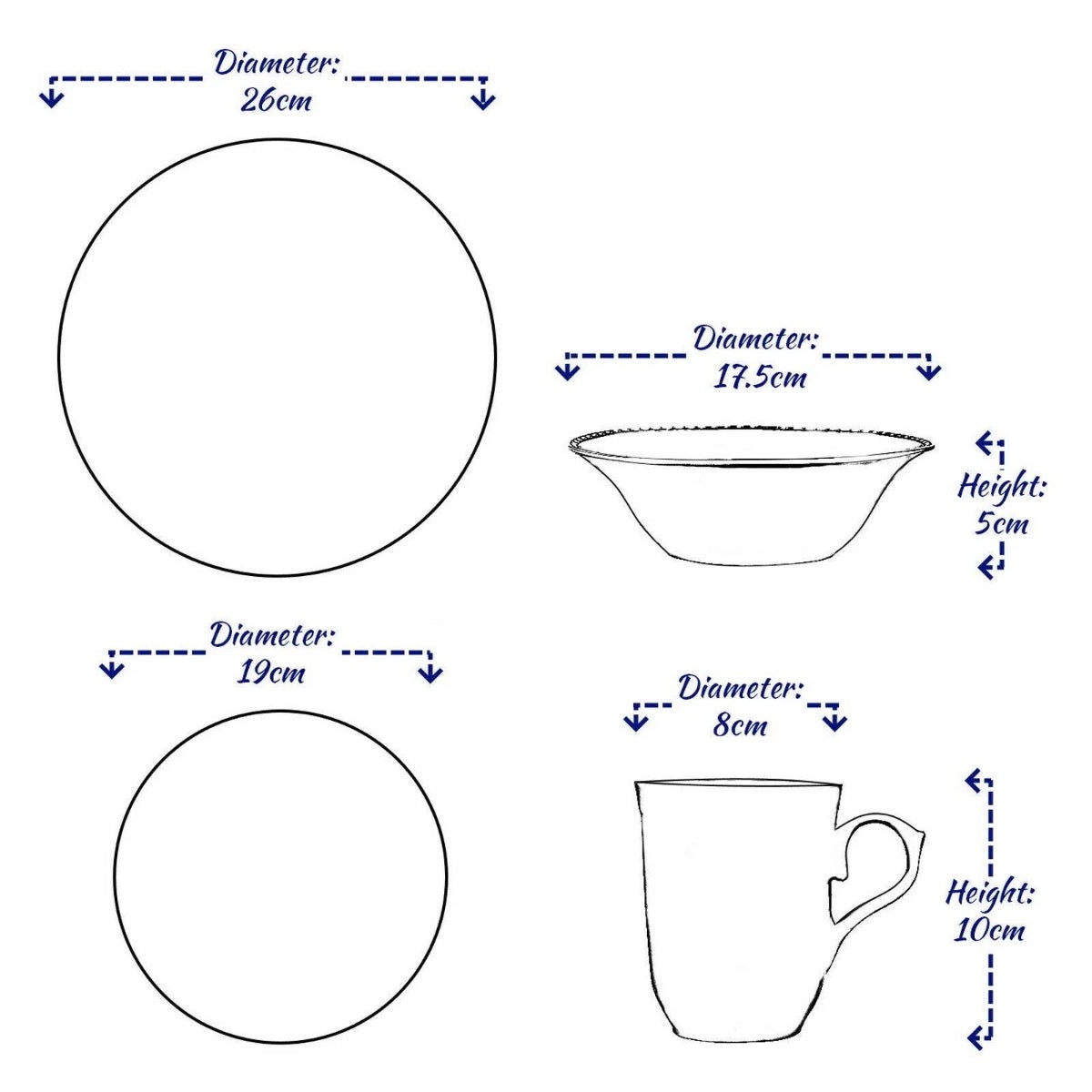 Sorena Porcelain Dinner Set PORCELAIN16 Set Of 16 - Image 3