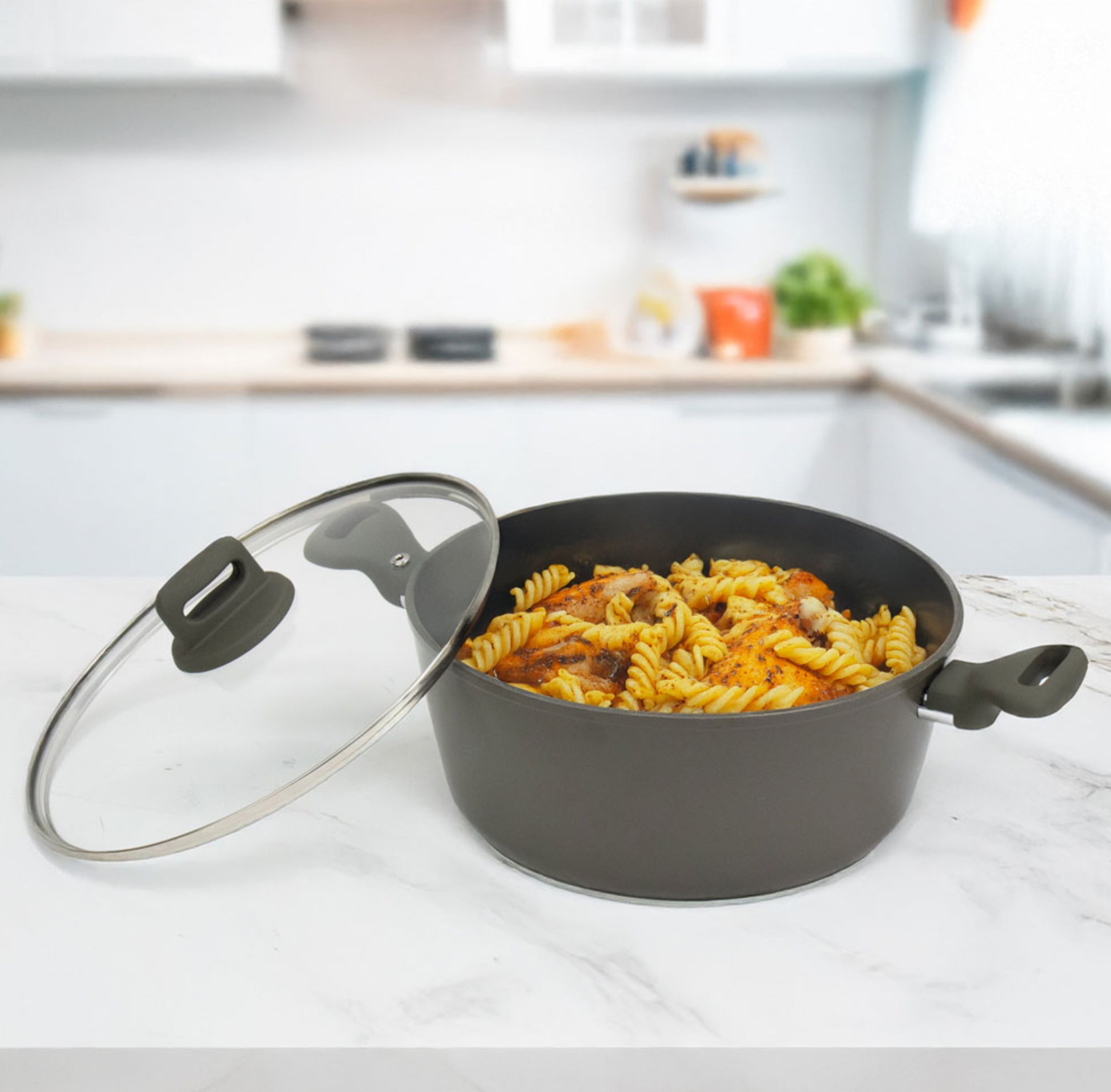 Zoya Stockpot Set With Glass Lid Forged Aluminium Body Ceramic Non Stick Coating Induction Ready - Image 7