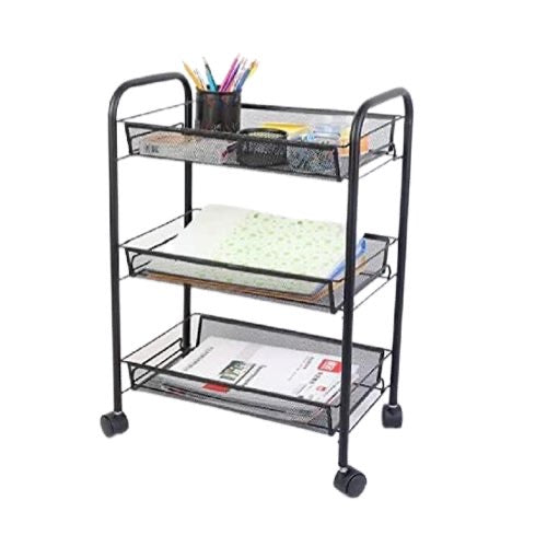 3 Tier Vegetable Trolley Black Black - Image 3