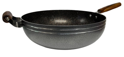Non Stick Wok / Karai With Lid Wooden Handle LID30CM 30cm - Image 3