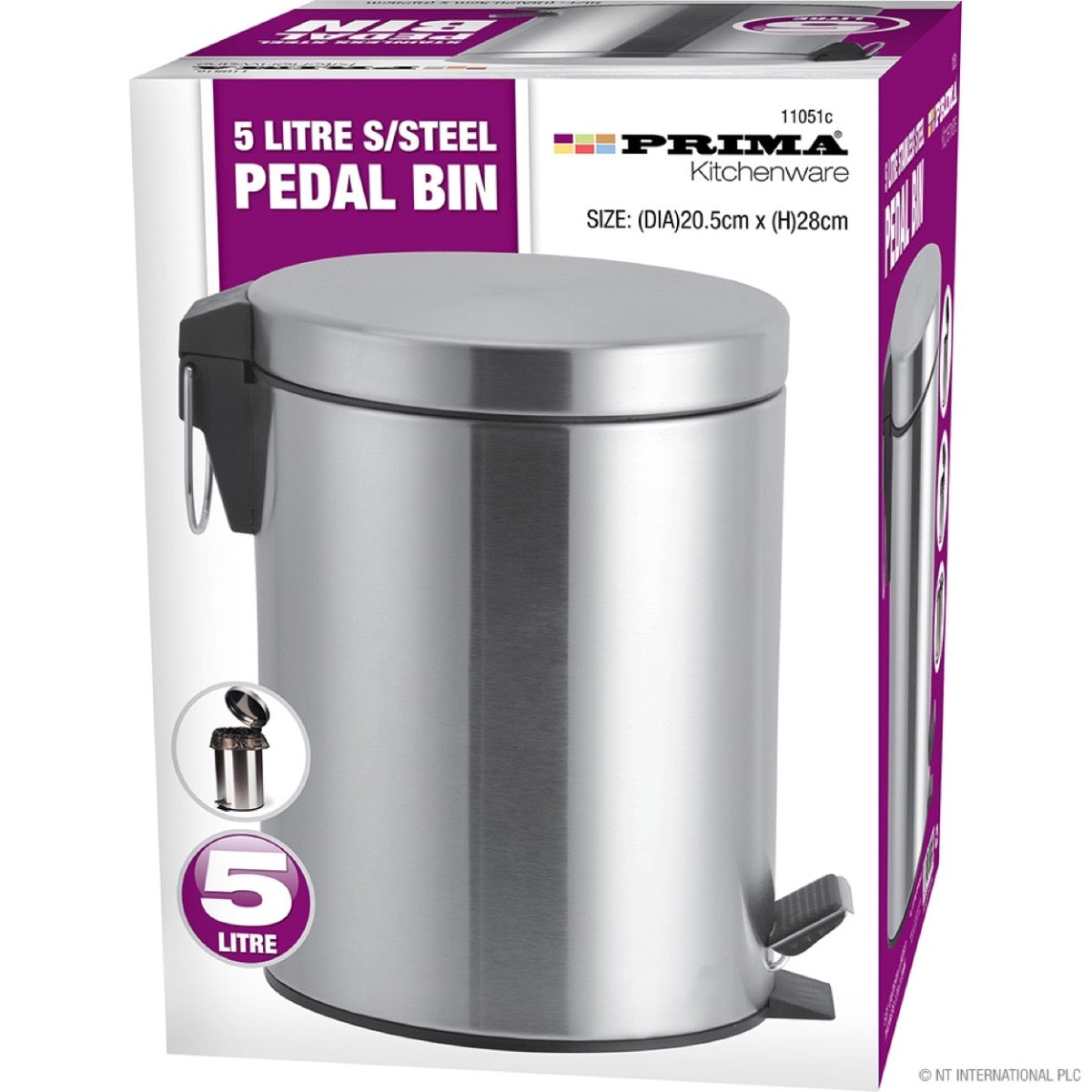 Stainless Steel Chrome Finish Pedal Bin 5l - Image 2