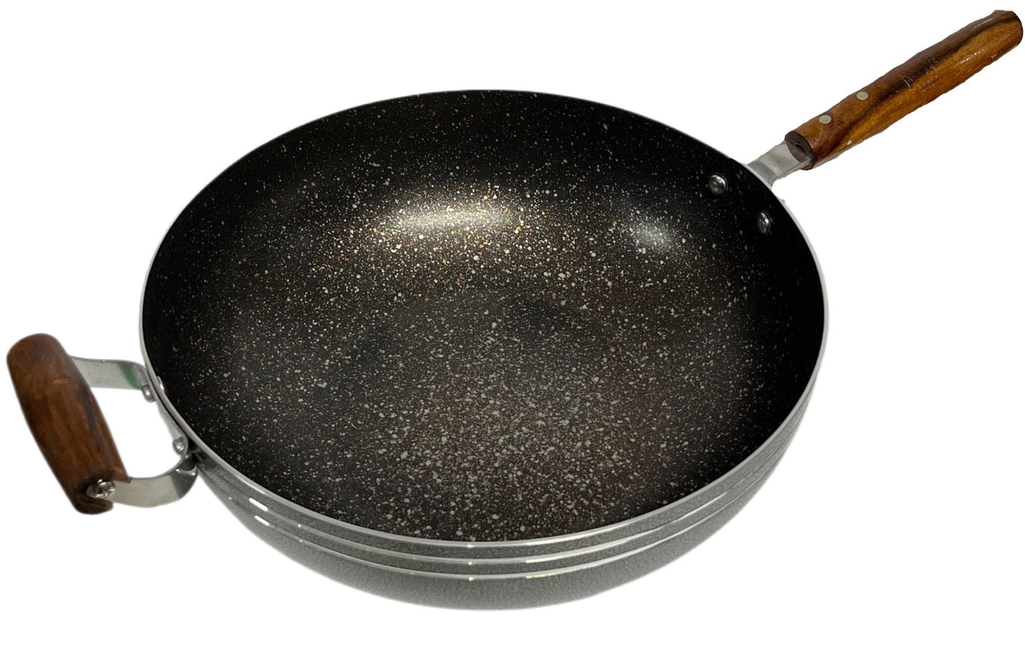 Non Stick Wok / Karai With Lid Wooden Handle LID30CM 30cm - Image 2