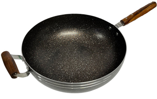 Non Stick Wok / Karai With Lid Wooden Handle LID30CM 30cm - Image 2