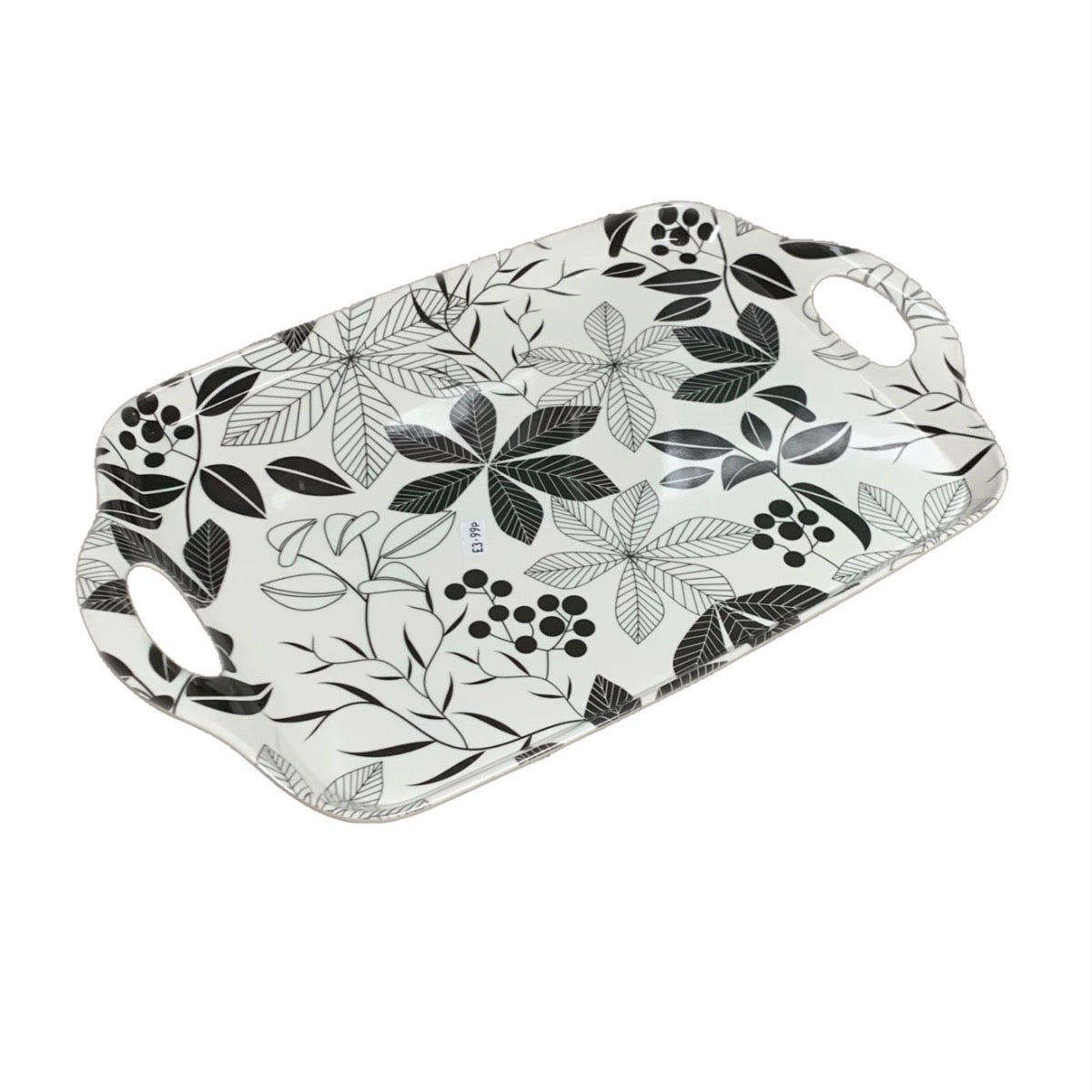 Plastic Tray Black Flower Small Black - Image 1