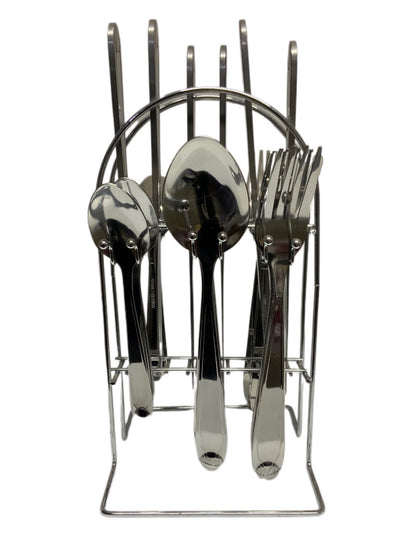 Silver Durane Cutlery Set With Stand SET24PC Silver Set Of 24 - Image 1