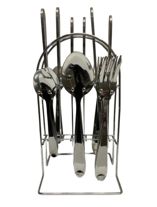 Silver Durane Cutlery Set With Stand SET24PC Silver Set Of 24 - Image 1